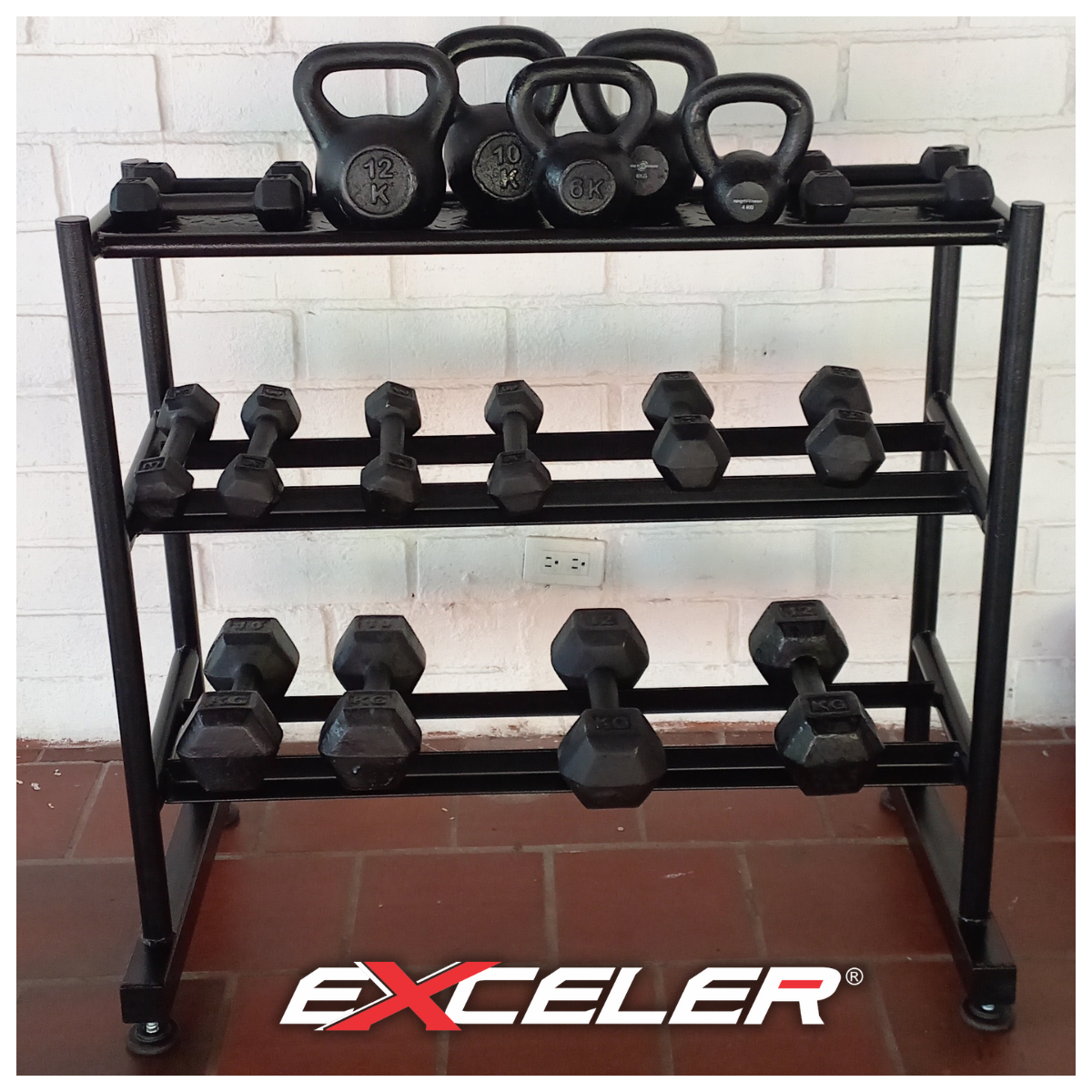 Equipos de gimnasia Colombia - Rack para mancuernas y discos  Exceler III